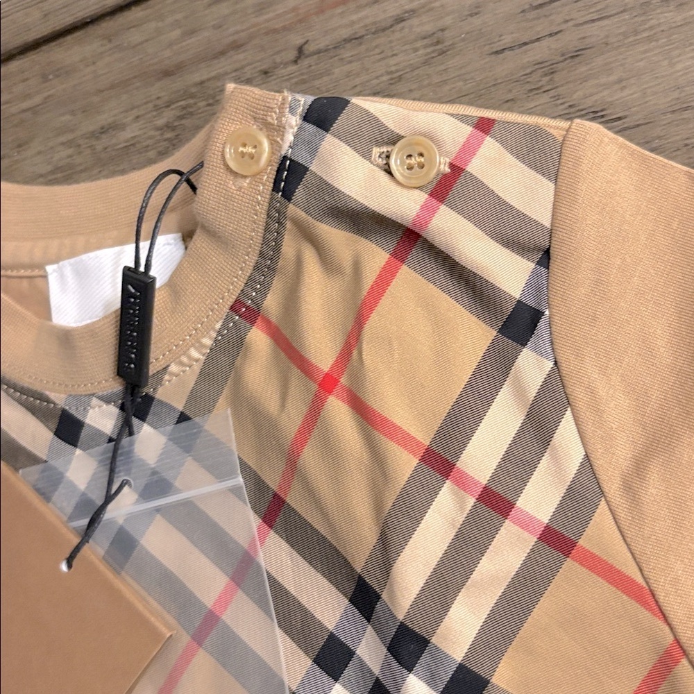 NWT [Burberry] Eli Vintage Check Plaid Cotton Short-Sleeved Shirt Toddler Sz 6M - Picture 6 of 14